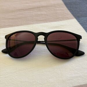 Ray-Ban Erika Polarized Sunglasses Black w/Purple Lenses
